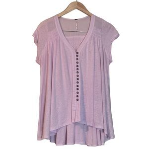 FREE PEOPLE Short Sleeve Linen Flowy Boho Top